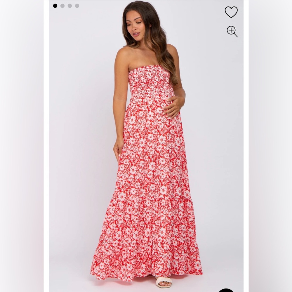 Red Floral Maxi Dress - Picture 2 of 4